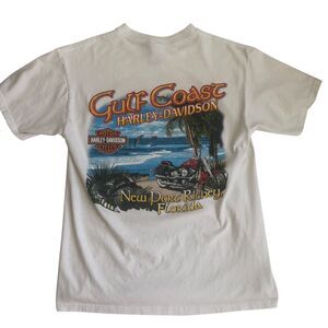 Harley Davidson Mens Gulf Coast NewPort Richey Shirt Medium Made USA Beefy Hanes